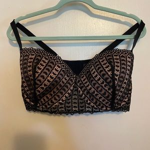 Adore Me Nymphadora Contour Plus Bra, Black Lace with Nude Cup Lining, 38DDD